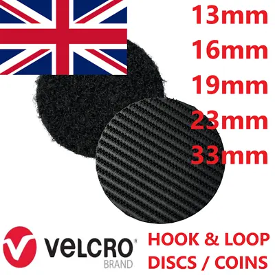 VELCRO Coins Self Adhesive Hook Loop 13mm-33mm Black Or White Industrial Dots • £2.20