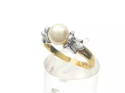 Size 55 Ring 750 GOLD 18K Yellow Gold Ring Bead Bicolor Design Gold G1666/23 • £198.59