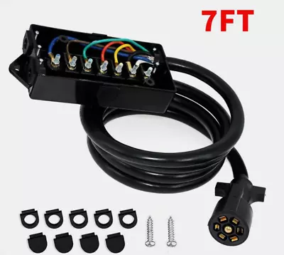 7 Way 7 FT Trailer Plug Weatherproof Trailer Wiring Harness • $28.99