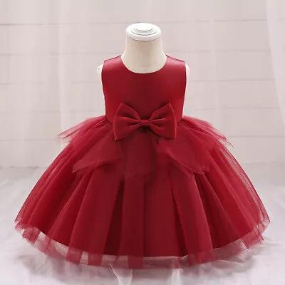 Flower Girls Bridesmaid Dress Kids Baby Evening Party Bow Tutu Dress Princess • £12.99