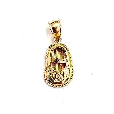 14K Yellow Gold 3D Classic Baby Boy Shoe Charm Pendant Gift Fine Jewelry 1.4g • £96.51