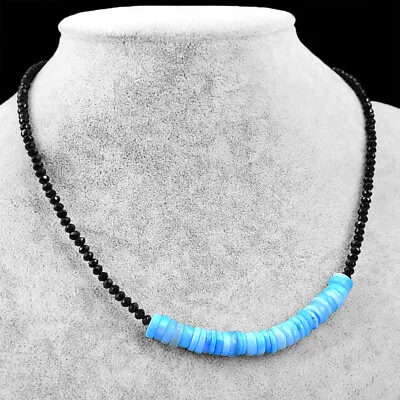 65.00 Cts Natural Peruvian Opal & Spinel Faceted Beads Necklace NK 08E60 (DG) • $18.40