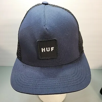 $10.95 • Buy HUF Logo Adjustable Fit Snapback Cap Hat Men's One Size Mesh Made In USA Nvy/Blk