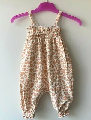Myleene Klass Girls Baby Romper Summer Jumpsuit Coral Pink Leopard Print BNWT • £4.95