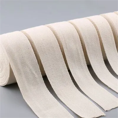 50M 1-5cm Wide Binding Tape Roll Craft Edging Sewing Trims Herringbone Fabric • £7.34