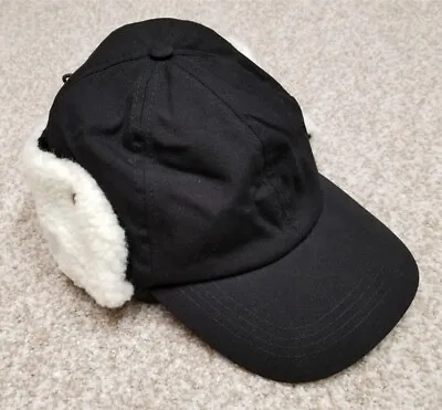  Trapper Hat Black Sherpa Lined Ear Flap Elmer Fudd Cap Adjustable Outdoors • $11.96