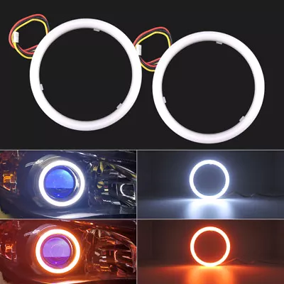 2x White Amber 2.5  Switchback LED Angel Eyes Halo Rings Car Headlight Retrofit • $22.99