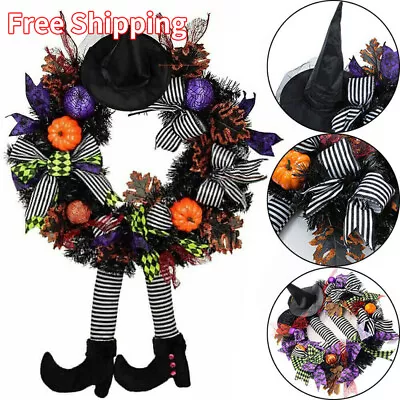 2023 Halloween Door Wreath Pumpkin Witch Garland Outdoor Yard Party Decor Prop • £3.98