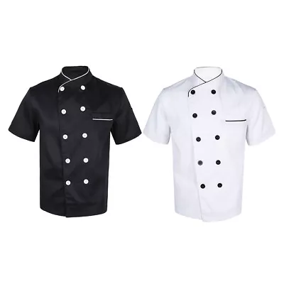 Men Womens Chef Jacket Coat Short Sleeve Baking Uniform Restaurant Work Clothing • $14.67