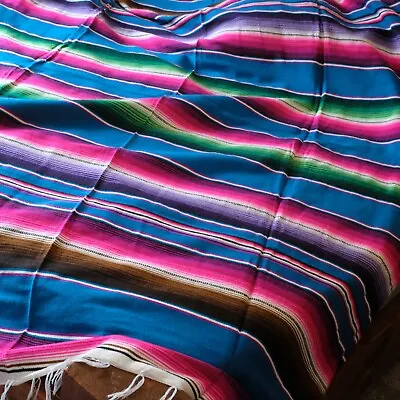 Mexican Serape Blanket - Blue • £32