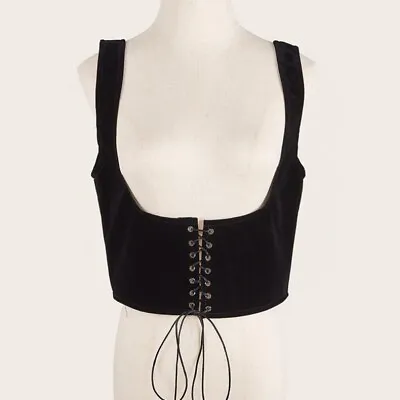 Ladies Gothic Velvet Wide Corset Belt Under Bust Lace Up Waist Cincher Retro New • £7.91