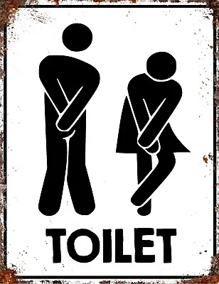 Vintage Metal Funny TOILET Bathroom Mens Ladies Unisex Washroom Door Wall Sign • £4.99