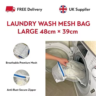 Mesh Laundry Bag For Trainers Shoes Clothes Secure Zip Bag For Washing Machine • £4.95