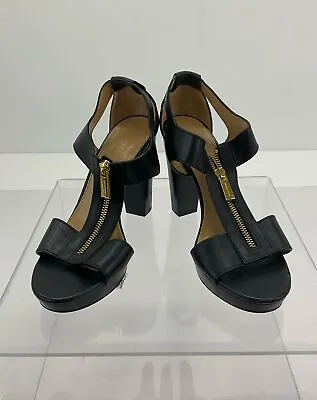 MICHAEL Michael Kors Black Leather T-Strap Sandals 8M • $24