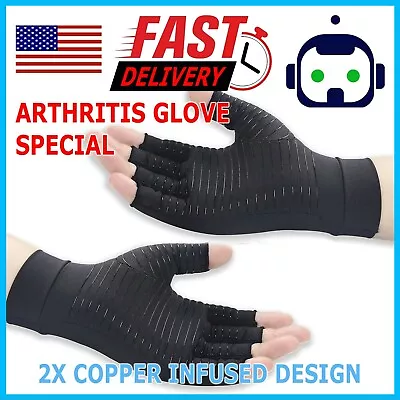 1 PAIR Copper Arthritis Compression Gloves Hand Support Joint Pain Relief USA • $6.49