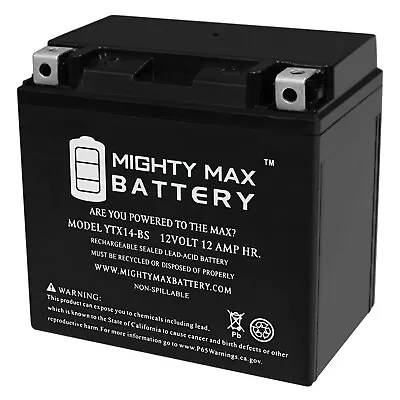 Mighty Max YTX14-BS Replacement Battery For ATV YAMAHA YFM660R Raptor 660CC 01-' • $42.99