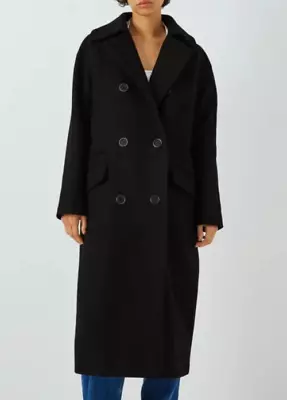 John Lewis Coat Overcoat Cocoon Size UK 10 OVERSIZED Italian Wool Blend Long • $239.35