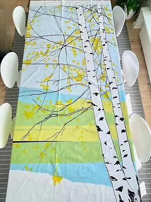 Marimekko Cotton Fabric Kaiku Curtain Panel Large Birch Tree Print Wallhanging • $181.31