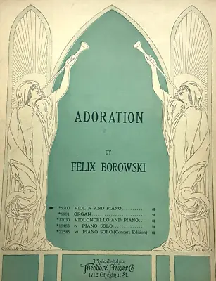 Vintage 1926 Violin & Piano Sheet Music ADORATION  Borowski Presser Philadelphia • $16.50