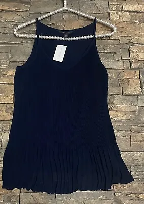 NWT Banana Republic Pleated Accordian Tank Camisole Top XS Navy Blue Pretty! • $15