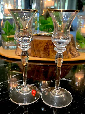 MIKASA CANDLE HOLDERS JAMESTOWN GOLD  Set Of  2 Crystal Candle Sticks 7 3/4  • $14.99