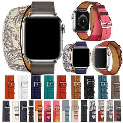 Leather Watch Band Double Tours Bracelet Strap For Apple IWatch 38/42mm 40/44mm • $15.99