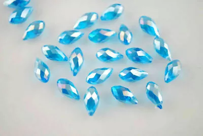 £2.82 • Buy 20Pcs Faceted Glass Teardrop Pendant Finding Jewelry Making Loose Beads 6x12mm