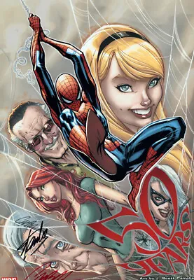 Stan Lee & J Scott Campbell SIGNED Spider-man 50 Years Art Print Mary Jane Gwen • $499.99