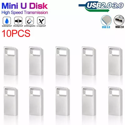 $33.09 • Buy 10 Pack/lot Mini USB Flash Drive 3.0 2.0 64GB 32GB 16GB Metal Thumb Memory Stick