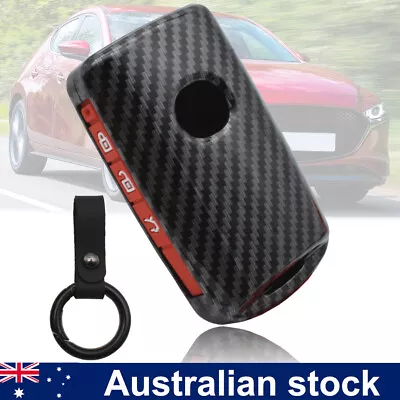 $15.99 • Buy /For Mazda 3 Alexa CX4 CX5 CX8 3 Button Carbon Fiber Car Key Cover Shell Fob AU