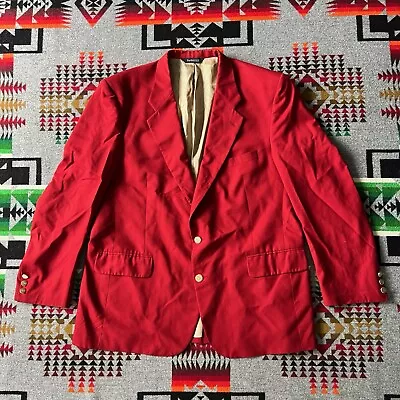 Vintage Burberry’s Blazer Sport Coat Jacket Men’s 46 Red Wool Gold Button B9 • $99.95