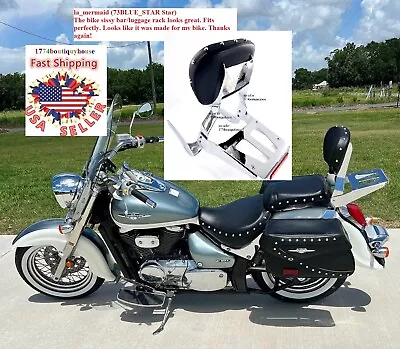 $148 • Buy STUD Sissy Bar Backrest Luggage Rack 4 Suzuki Intruder Volusia 800 VL 800 01- 04