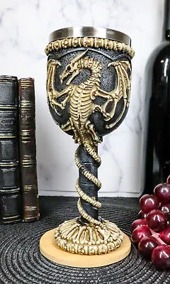 Ebros Gift Medieval Flying Dragon Skeleton Fossil Ossuary Goblet Wine Chalice • $22.99