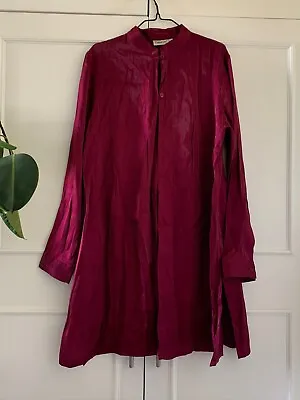 Vintage 90s Pink Purple Burgundy Grunge Tunic Taffeta Longline Shirt UK12 Large • £15