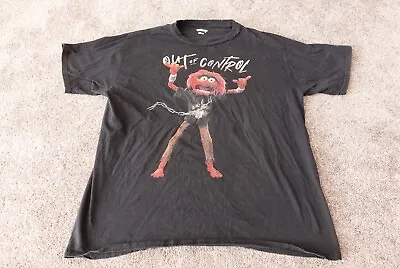 Retro Y2K Disney Out Of Control Drummer Elmo T Shirt Mens XL 23x27 Black 2000s • $12