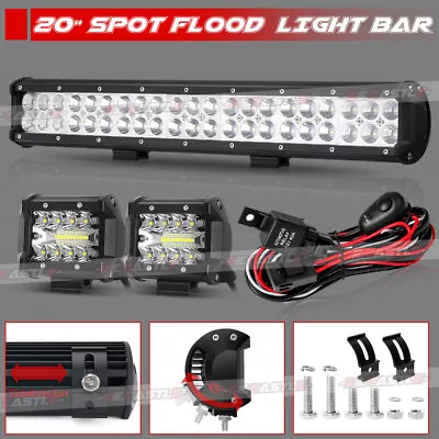 2-row 20inch 280W LED Work Light Bar + 4'' Combo Offroad Driving 4WD Truck 22  • $45.59