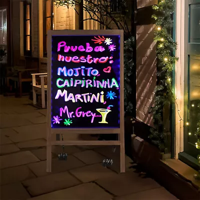 Double Side LED Message Writing Board Flashing Illuminated Erasable Chalkboard • $49.93