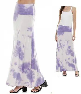 Azules Women's Tie Dye Print Soft Maxi Skirt Made In USA SMLXL • $17.99