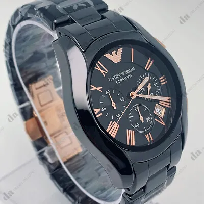 New In Box Emporio Armani AR1410 Classic Mens Ceramica Chronograph Wristwatch • $109