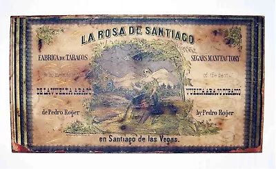 C1840s-50s LA ROSA DE SANTIAGO De PEDRO ROGER-Habana Cuba CIGAR BOX LID LABEL • $128