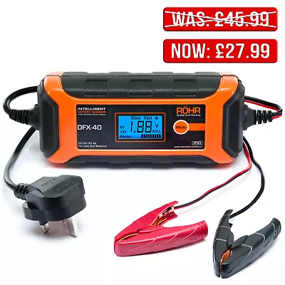 Röhr Intelligent Car Battery Charger For AGM / GEL / WET Batteries - DFX-40 • £27.99