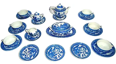 Vintage 60's Child's Tea Set Pottery Blue Willow Set (Made In Japan ) • $39.95