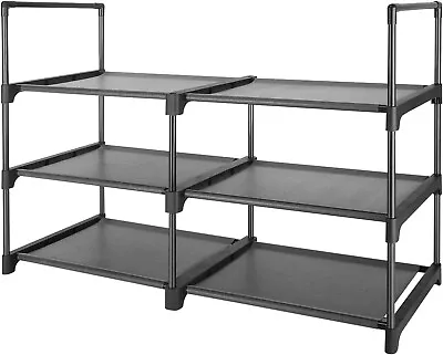 Shoe Rack Storage Organizer Shelf 3-Tier Tier Black Entryway Bench Metal Cabinet • $25.99