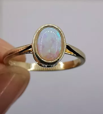 9ct Gold Opal Ring Size Q • £109