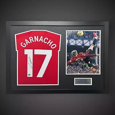 Panoramic Framed Alejandro Garnacho Signed Manchester United Shirt £349 With COA • $440.77