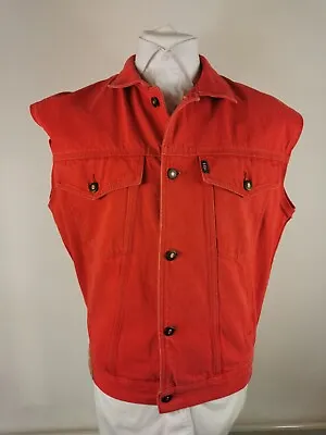 £24.95 • Buy Vintage Lee Cooper Men's Red Denim Retro Trucker Gilet Waistcoat Vest Size M