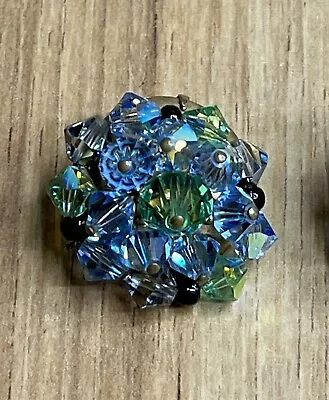 Vintage Elsa Schiaparelli Clip On Earrings Gorgeous Iridescent Blues & Greens  • $45