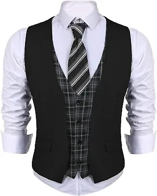 COOFANDY Men's Business Suit Vest Slim Fit Dress Waistcoat Vests • $84.22