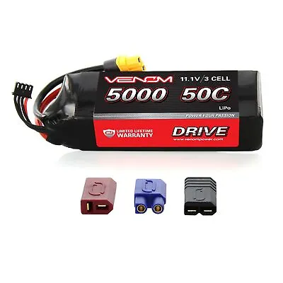 Venom LiPo Battery : Traxxas Slash 1:10 VXL 50C 11.1V 5000mAh 3S With UNI Plug • $109.99