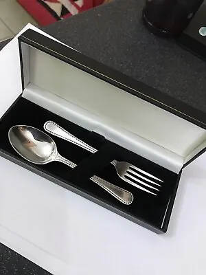 £68 • Buy Vintage Sterling Sterling Solid Silver Cake Fork & Spoon Set London Hallmarked